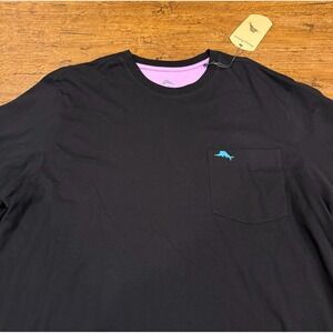 Tommy Bahama Black 100% Supima Cotton Casual Short Sleeve Pocket T Shirt Men XL